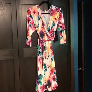 Pinkblush faux wrap floral dress.